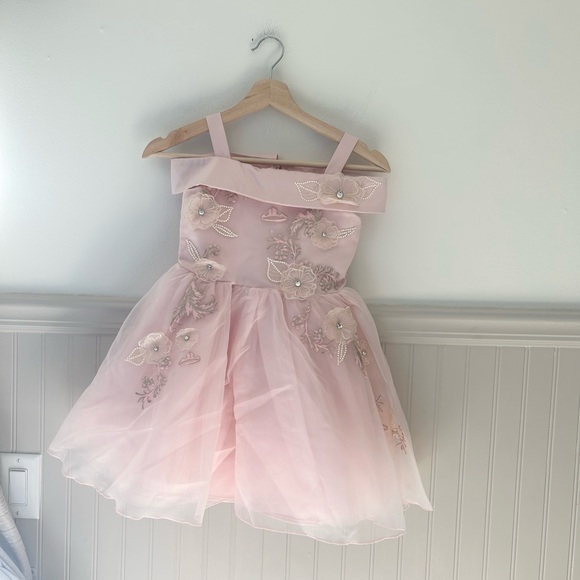 Disney Other - Disney Princess Aurora Dress Girls 5-6 Pink Floral Embroidered Gown Costume